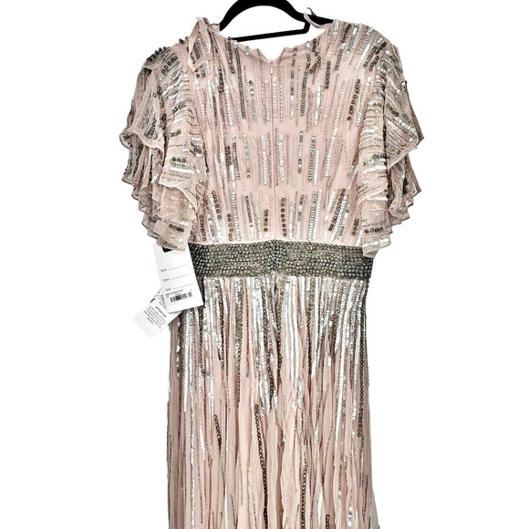 Mac Duggal Embellished Full Length Layered Sleeve Gown Dress Rose Pink SZ 8 NWT - Picture 13 of 13